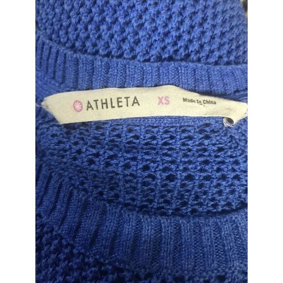 Athleta Mesh Open Knit Sweater Top‎ Textured Pullover Womens Size XS Blue - Picture 4 of 5
